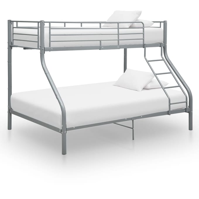 vidaXL - Stapelbedframe - metaal - grijs - 140x200 - cm/90x200 - cm