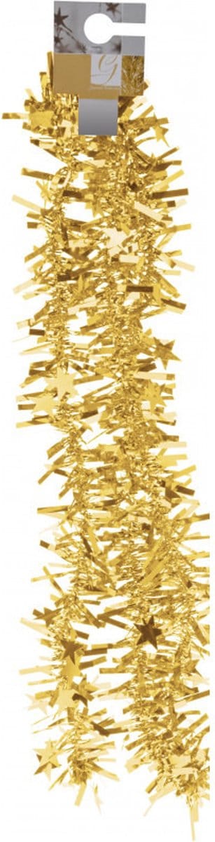 Folieslinger met sterretjes - goud - kerstboomversiering - 180 cm - feestelijk - kerst