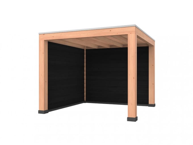 Douglas overkapping, 300 x 300, met achterwand en zijwand, Westwood Modern Basic zwart
