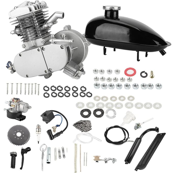Kit Moteur Moteur à Essence 2 Temps 80cc Ensemble Complet Pour Vélo Vélo Motorisé gray