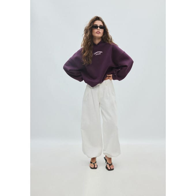 Stradivarius Oversized grafische sweater  Purper XS