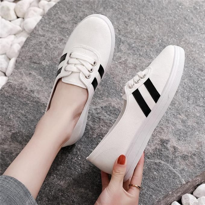 Mocassins plats de travail en toile pour femmes, chaussures de bateau souples à la mode, décontractées, à enfiler 35 blanc