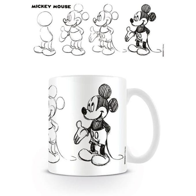Disney Schetsproces Mickey Mouse Mok (Wit/zwart)