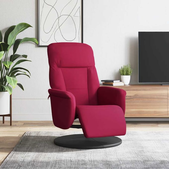 vidaXL - Fauteuil - verstelbaar - met - voetensteun - fluweel - wijnrood