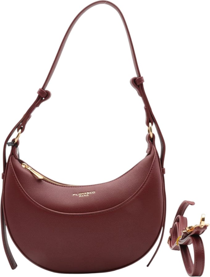 Flora & Co - fashion schoudertasje - crossbodytas - met lange draagriem - bordeaux