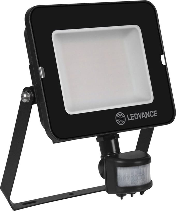 Ledvance LED Floodlight Compact Zwart 50W 5000lm 100D - 840 Koel Wit | IP65 - Symmetrisch - Bewegings- en lichtsensor