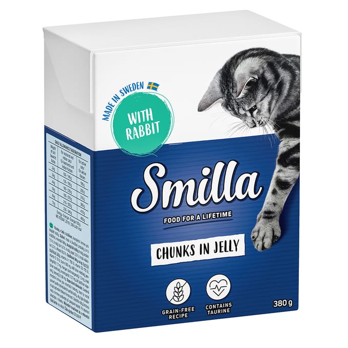 6x380 g Smilla Hapjes in Gelei Konijn Katten Natvoer