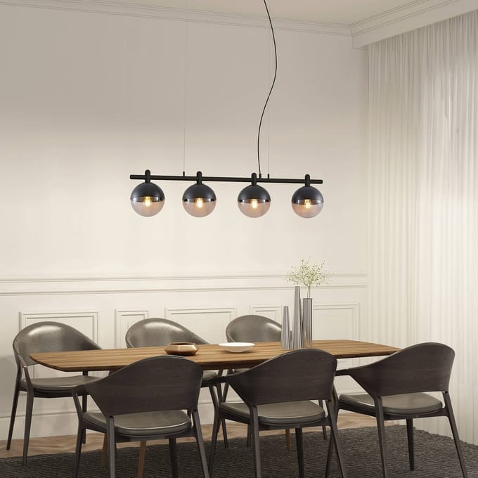 Lucande - hanglamp - 4lichts - glas, metaal - E27 - helder, zwart