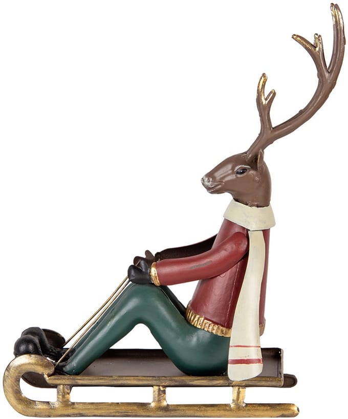 Clayre & Eef Decoratie Beeld Hert 27x10x31 cm Bruin Metaal