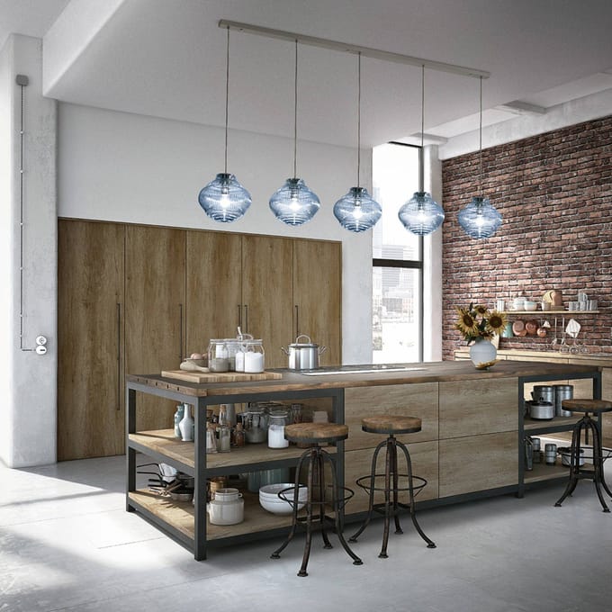 AILATI Bonnie hanglamp 130 cm lichtblauw