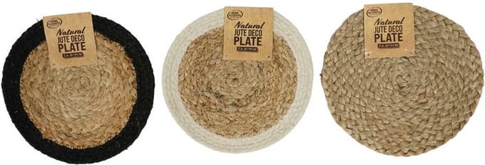 Onderzetter - jute - 19 cm - assorti