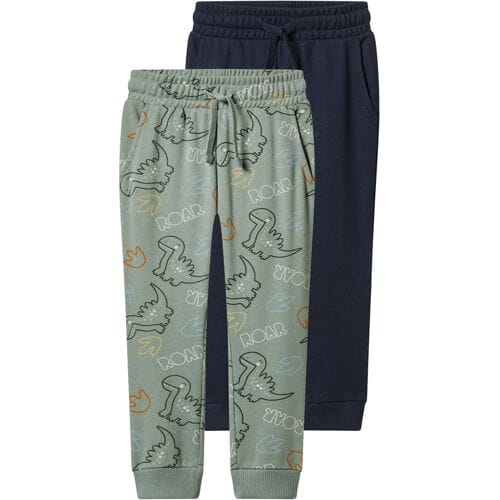 LUPILU Set van 2 kinder joggingbroeken (lichtgroen/navy, 86/92)