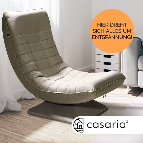 Casaria Fauteuil - Verstelbaar en Inklapbaar 60x105x87 cm - Creme