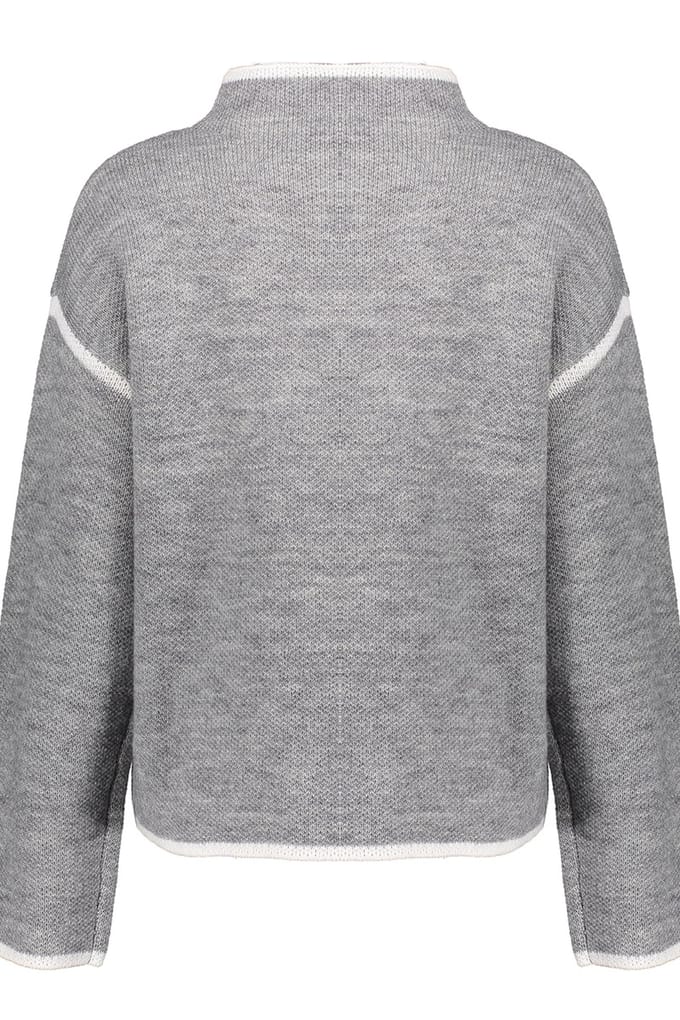 Geisha Pull Turtle Contrast Stripe Grey Melange/offwhite Größe: XL | Strickpullover Outlet | Damen | Grau