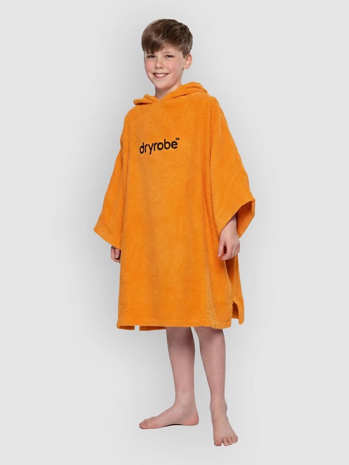 Dryrobe Towel Robe Organic Kids 5-9 Surf Poncho oranje