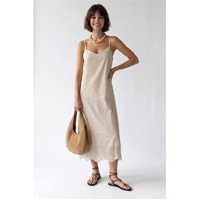 Geborduurde A-lijn Midi Slipdress