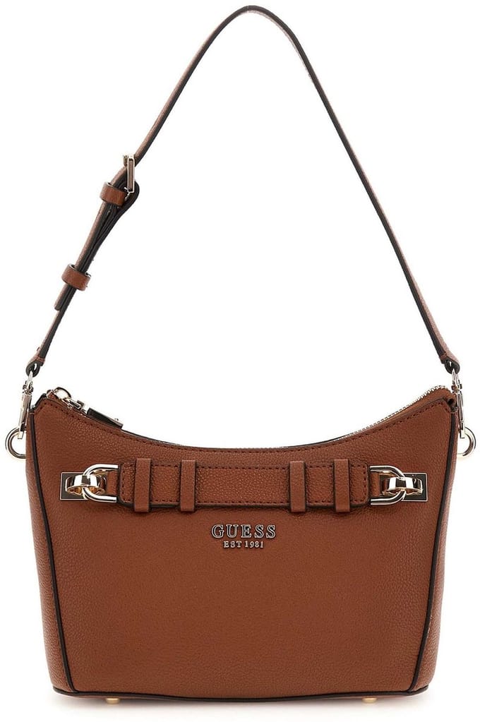 GUESS schoudertas Gregoria Top Zip Shoulder Bag Cognac bruine