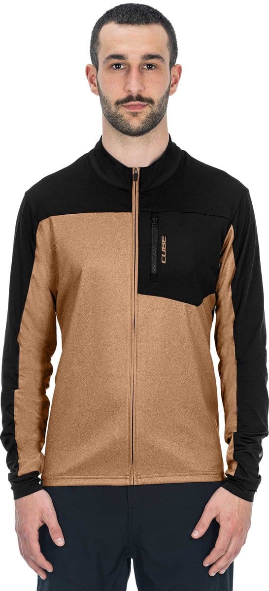 CUBE Fietsshirt ATX FULL ZIP JERSEY CMPT L/S BROWN/BLACK M