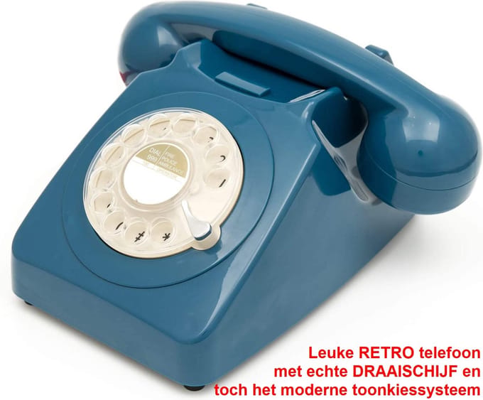 Retro vaste telefoon - met draaischijf - toonkiezend - azuur - 746