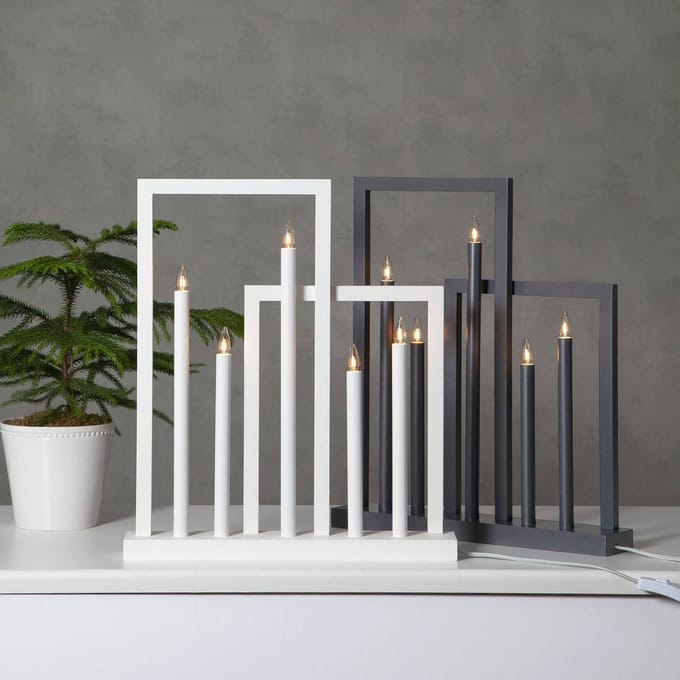 STAR TRADING Houten raam kandelaar Frame, 5-lamps, wit