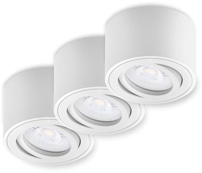 3 Stuks Dimbare Opbouwspots met LED-module 4,9W Warm Wit