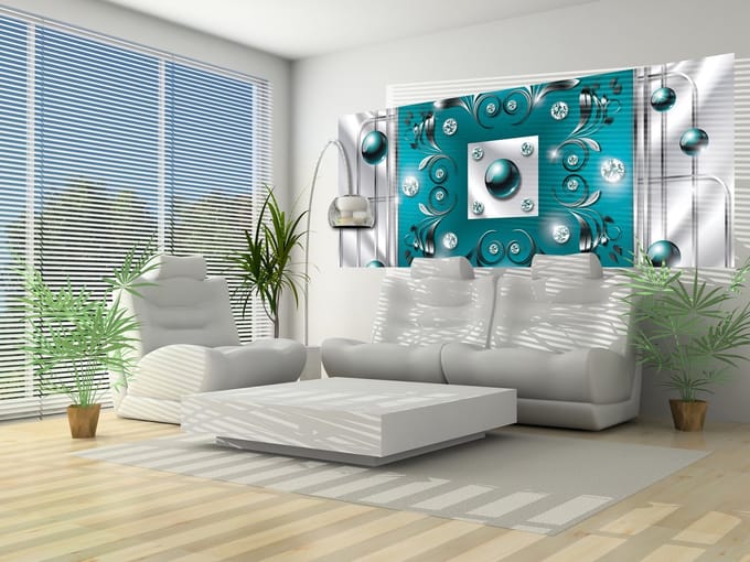 Turquoise Diamond Abstract Modern Photo Wallcovering