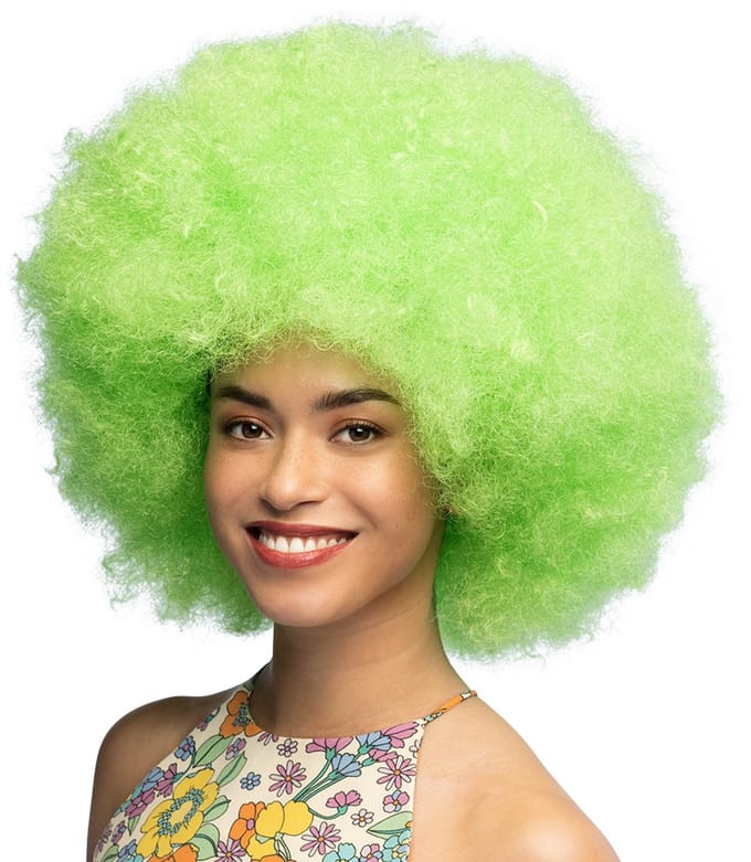 Boland - Pruik Sugar neongroen Groen,Neon - Krullen - Kort - Vrouwen - Clown -