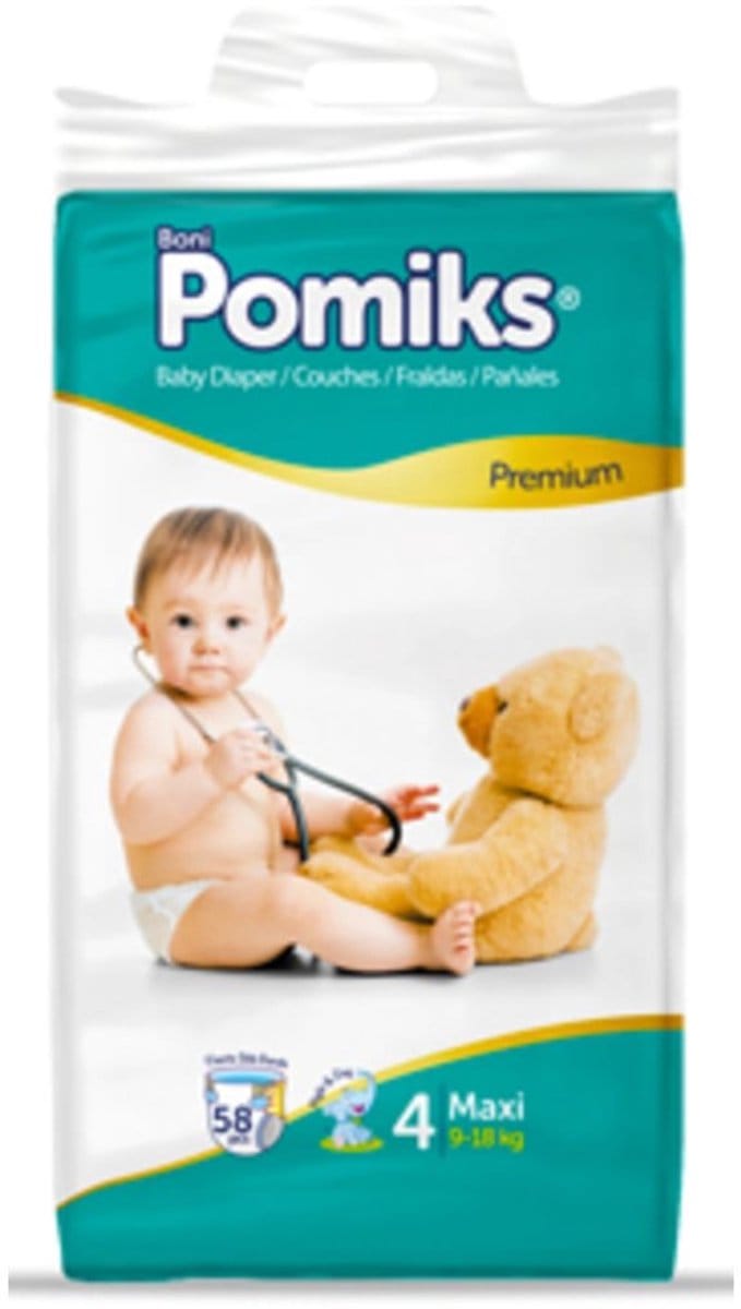 Pomiks Premium Luiers Maat 4. (9-18kg) 58stuks