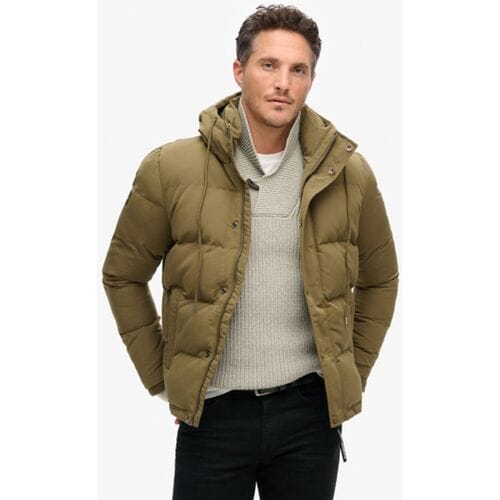 Superdry Everest Korte Gewatteerde Jas Met Capuchon Groen Grootte: L