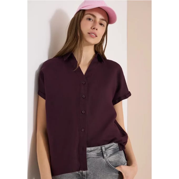 Blouse met hangende schouder in linnen