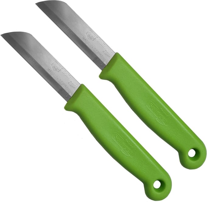 Solingen Schilmesje – RVS Glad – 16 cm met Blade Cover – Groen – 2 stuks