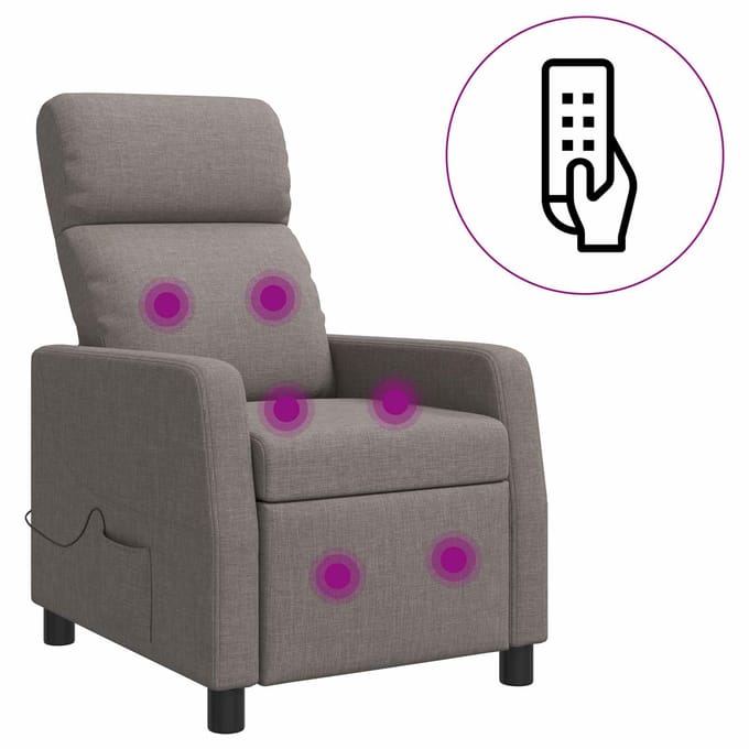vidaXL - Massage - Relaxstoel - Taupe - Stof