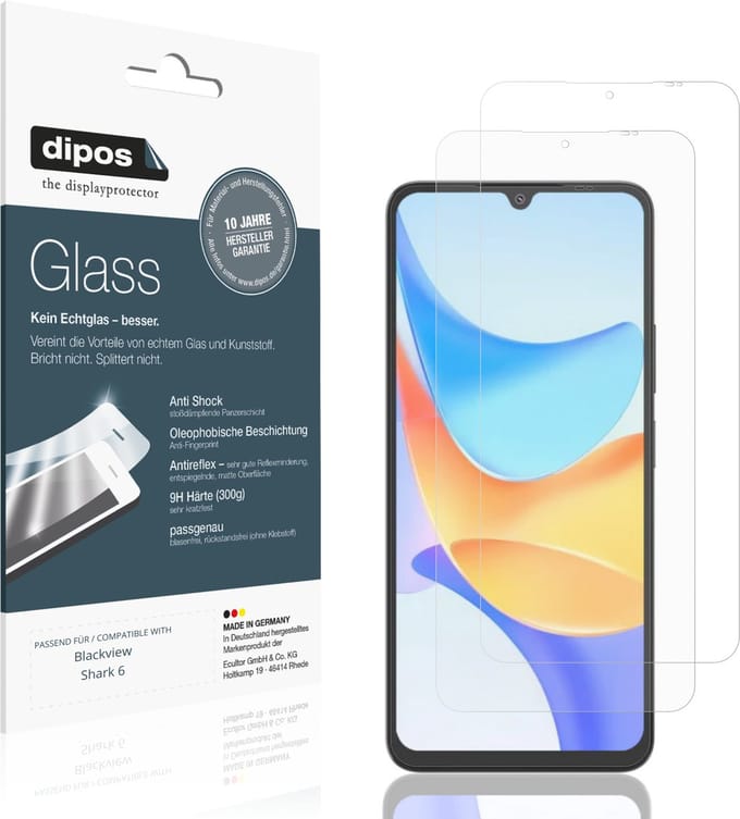 dipos – 2x Matte Pantserfolie geschikt voor Blackview Shark 6Kamera-Linse | 9H Screenprotector