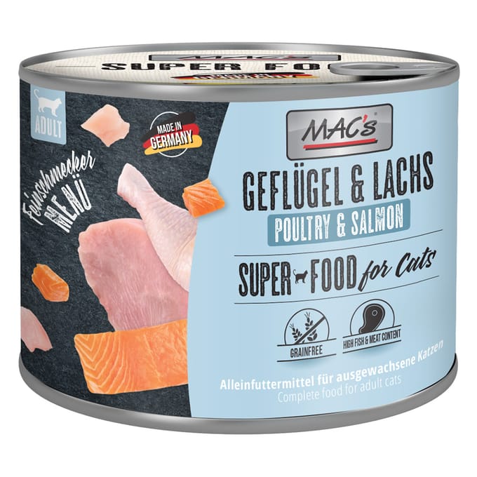 Voordeelpakket MAC's Cat Fijnproever 24 x 200 g Kattenvoer - Gevogelte & Zalm