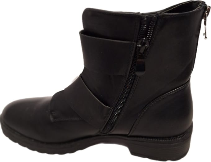 LUCKYSHOES-BIKERBOOTS-2 BREDE SLUITRIEMEN-GROTE GESP-MATLEDERLOOK-38