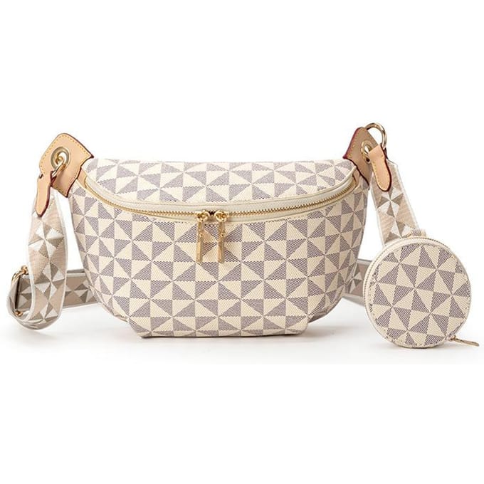 Licht Luxe Senior Sense Mode Heuptas Dames Print Retro Casual Alle Mode Merk Dame beige