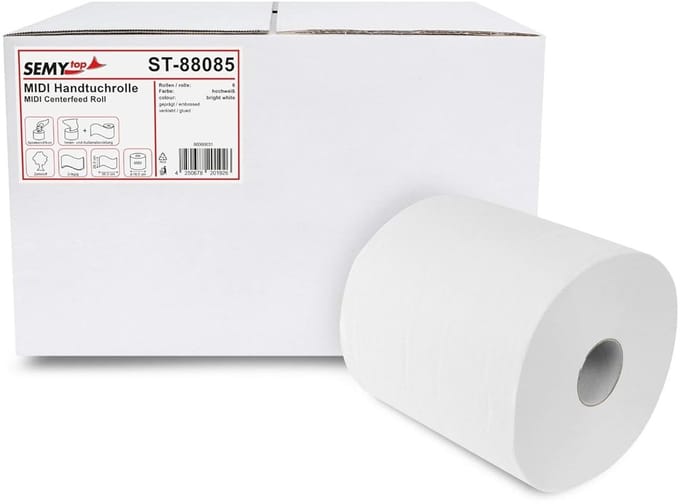 Midi Handdoekrollen Wit - 2-laags Keukenrol voor Professioneel Gebruik - 6 Rollen
