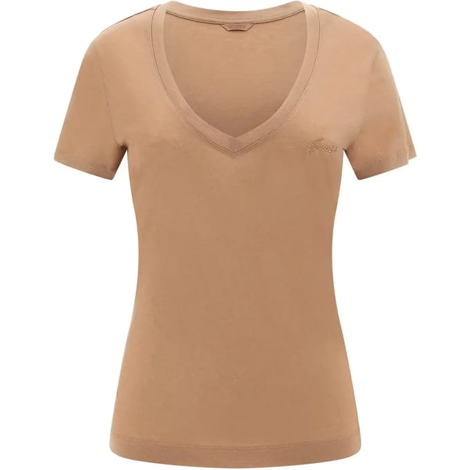 GUESS Eco Vn Ss Light Basic Te Wet Sand Maat: XL | Tops Outlet | Dames | Beige