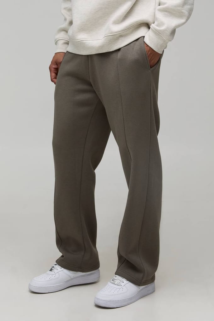 Rechte Pasvorm Pintuck Gewassen Jogger | Khaki | Size Medium