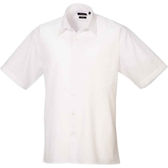 Premier Heren Poplin overhemd met korte mouwen (Wit)