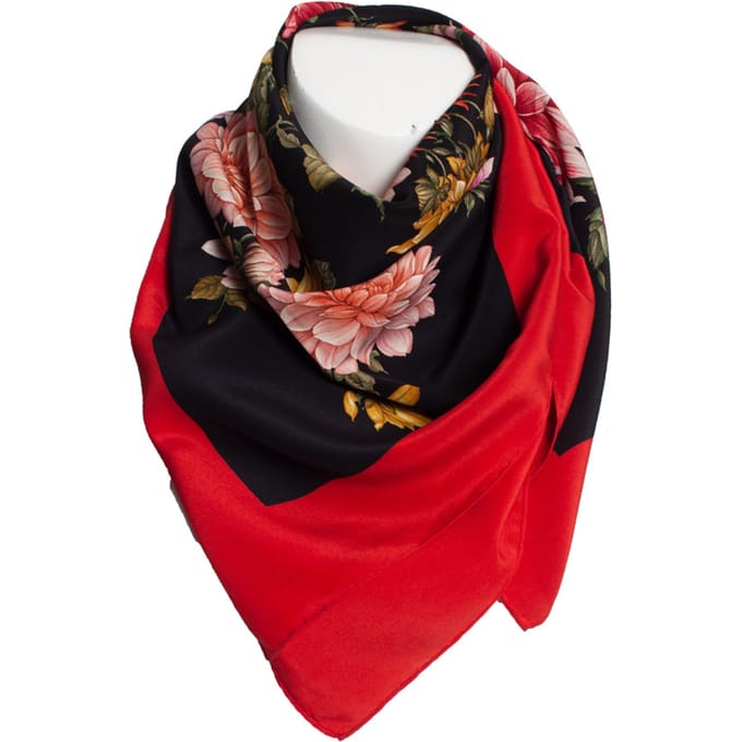 Gucci Bloemenprint sjaal met rode rand