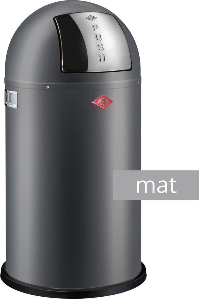Wesco Pushboy Prullenbak - Afvalbak Wesco - 50 Liter - Mat Grafiet