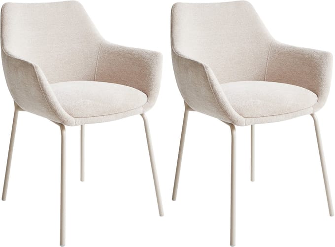 BOWDON - Eetkamerstoel set van 2 - Lichtbeige - Chenille