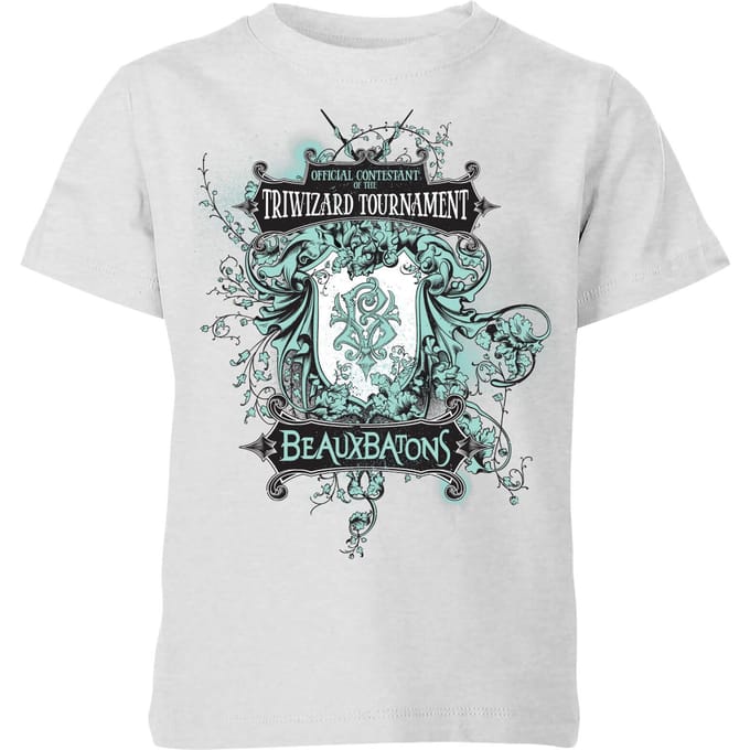 Harry Potter Triwizard Tournament Beauxbatons kinder t-shirt - Grijs - 122/128 (7-8 jaar)