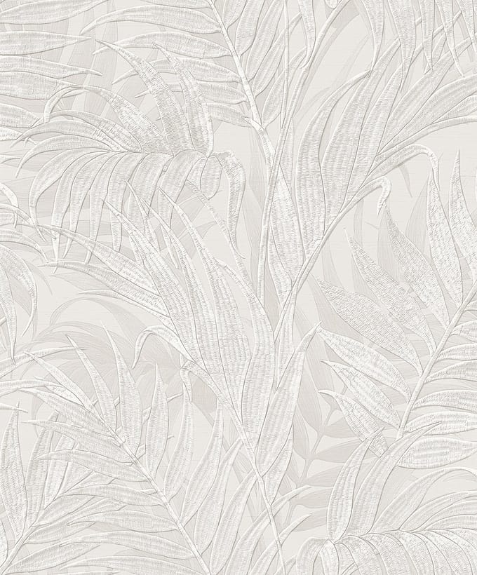Dutch Wallcoverings Vliesbehang Grace Tropical palm leaf silver - 10 m x 53 cm - GR322101