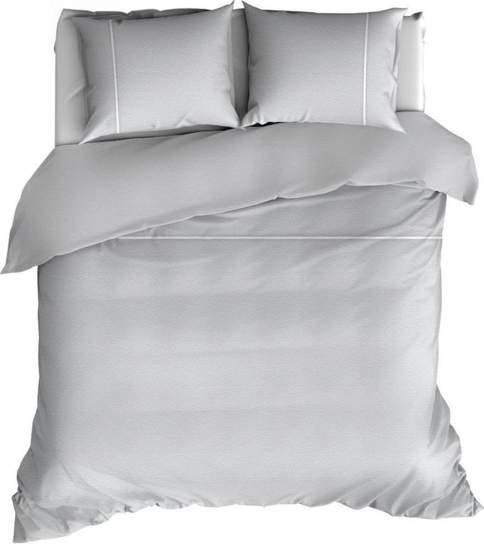 Romanette Duchesse flanel dekbedovertrek - Silver/Wit - 2-persoons (200x200/220 cm + 2 slopen)