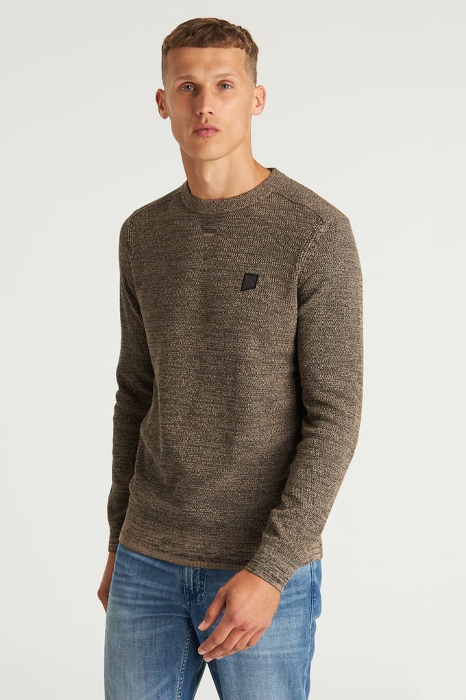 CHASIN Basal Mixed Pullover Taupe Maat: M | Sweaters Outlet | Heren | Bruin