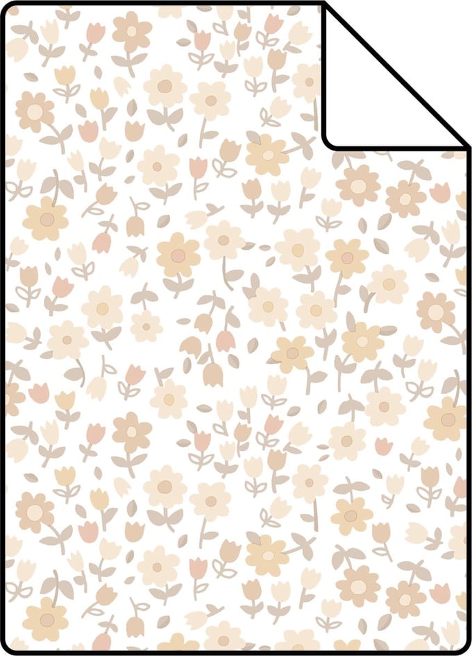 Proefstaal ESTAhome behang bloemetjes beige - 26.5 x 21 cm - 139578-S