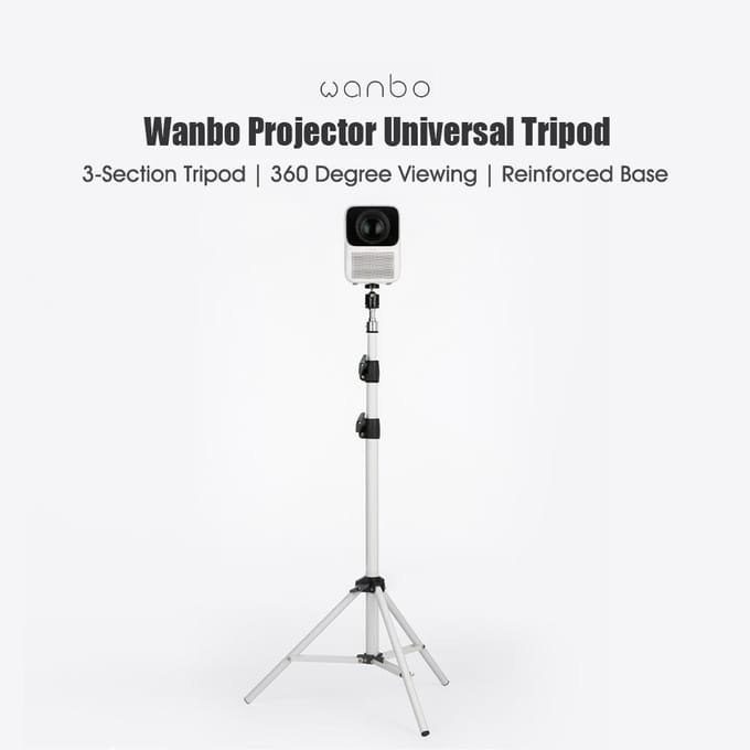 Wanbo-projector Universeel statief Draagbaar 30170cm Verstelbare hoogte / 3-sectie statief / 360 graden weergave / Versterkt statief voor Wanbo-projector wit