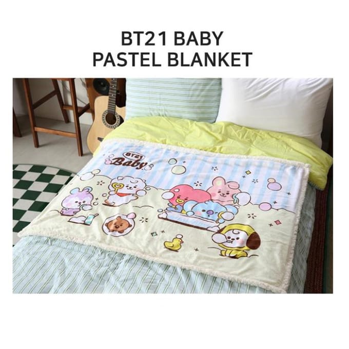 Line Friends BT21 fleecedeken (2 opties) FLOWER BLANKET beige
